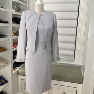 NWT Elegant Mother of Bride silvery/lilac purple embellished dress w/jacket sz 4